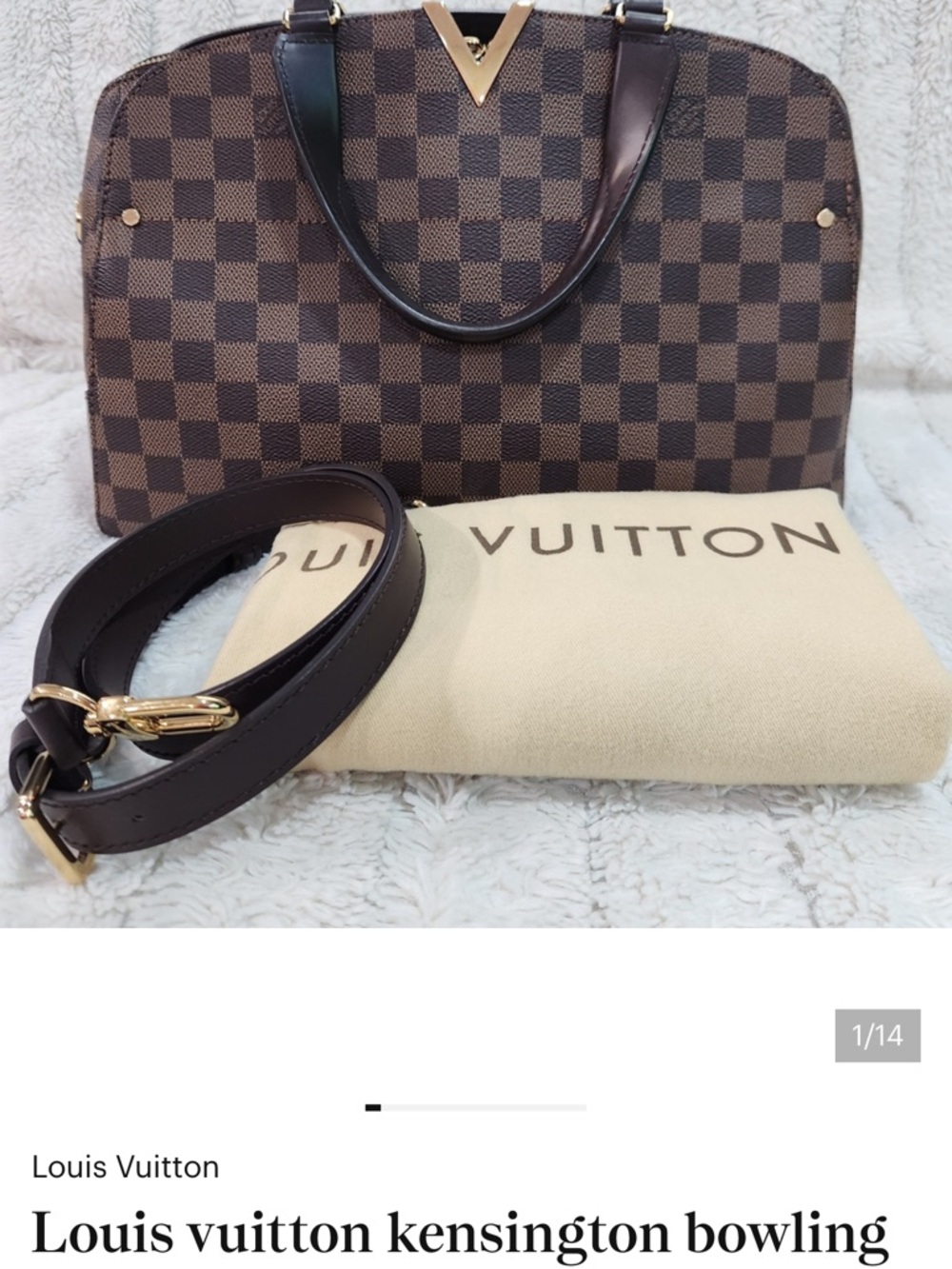 Louis Vuitton Brown Damier Satchel with Gold Hardware